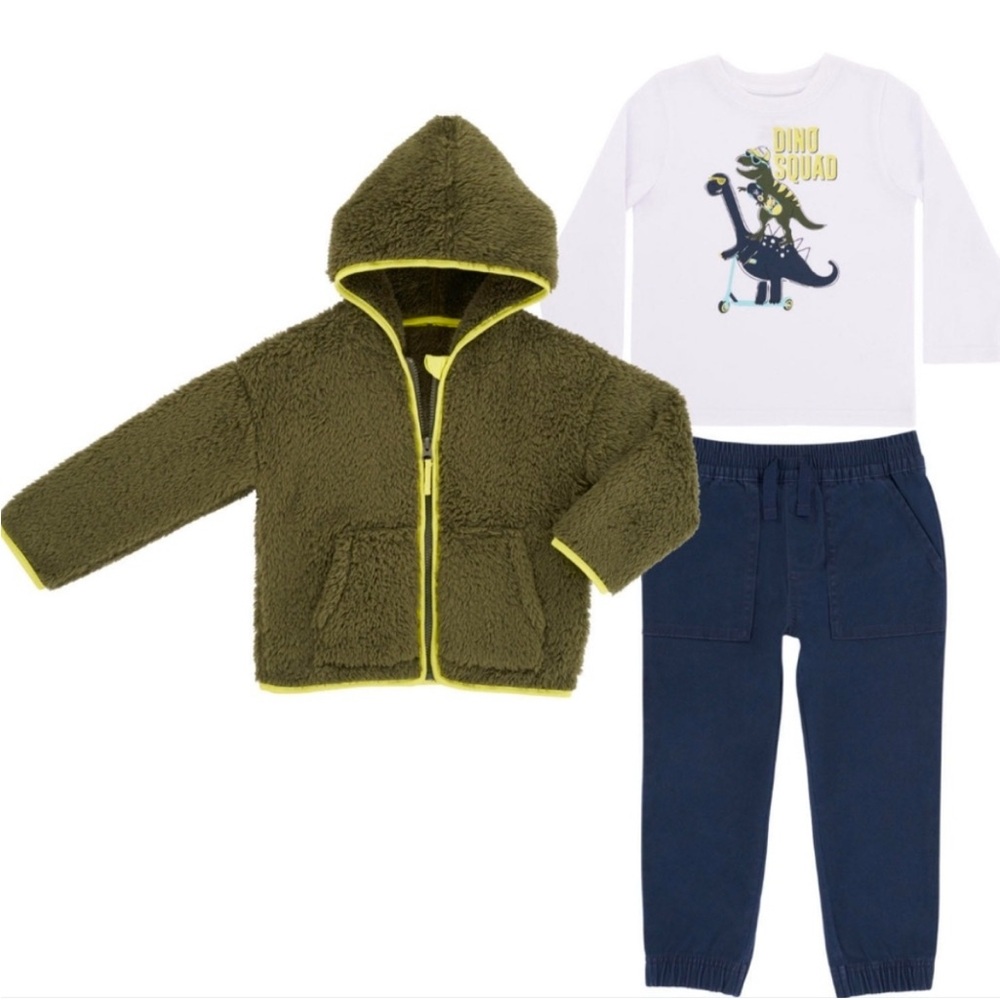 Members Mark three-piece boys favourite cozy jacket set with kangaroo pockets
